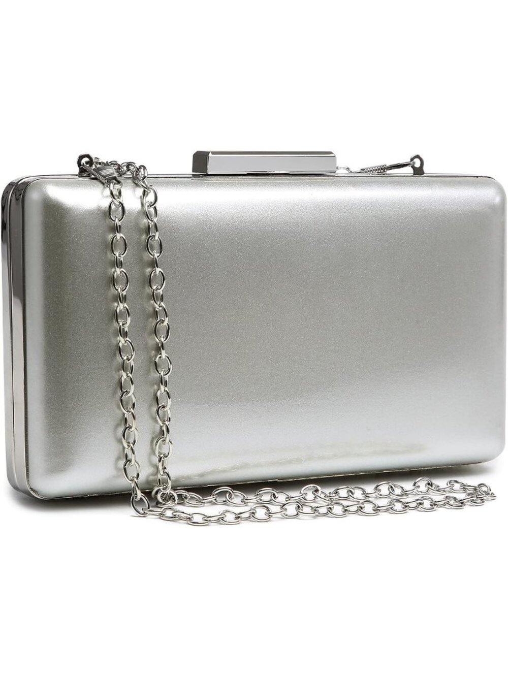 〽️Womens Silver Clutch Purse Handbag Evening Detachable Chain Strap Wedding Prom